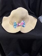 TOMMY BAHAMA Kids Pink floral bow Straw Girls Hat NEW WITH TAGS NWT