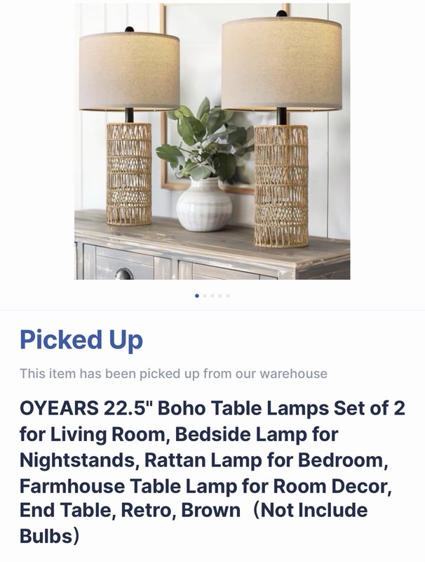 OYEARS Boho Rattan Table Lamps Set of 2 22.5 in Drum Shade Beige Brown