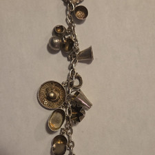 Sterling Silver Charm Bracelet w/ Dangle Char...