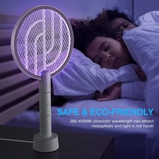 Electric Fly Swatter 4000V Bug Zapper Racket 2 in 1 Fly Swatter Rechargeable