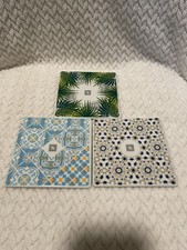 NESPRESSO PORCELAIN TILE COASTERS PORTUGAL. Set Of 3.