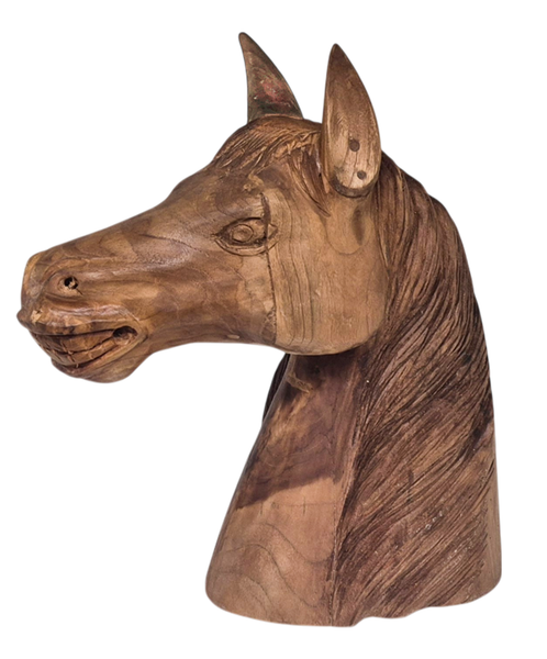 Pferdekopf Aus Teakholz 2702 HöHe 40Cm Deko Unikat FüR Drinnen & DraußEn-image