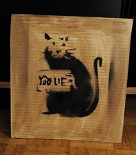 Pochoir Street Art Dismaland Banksy Rat You Lie 31x34cm