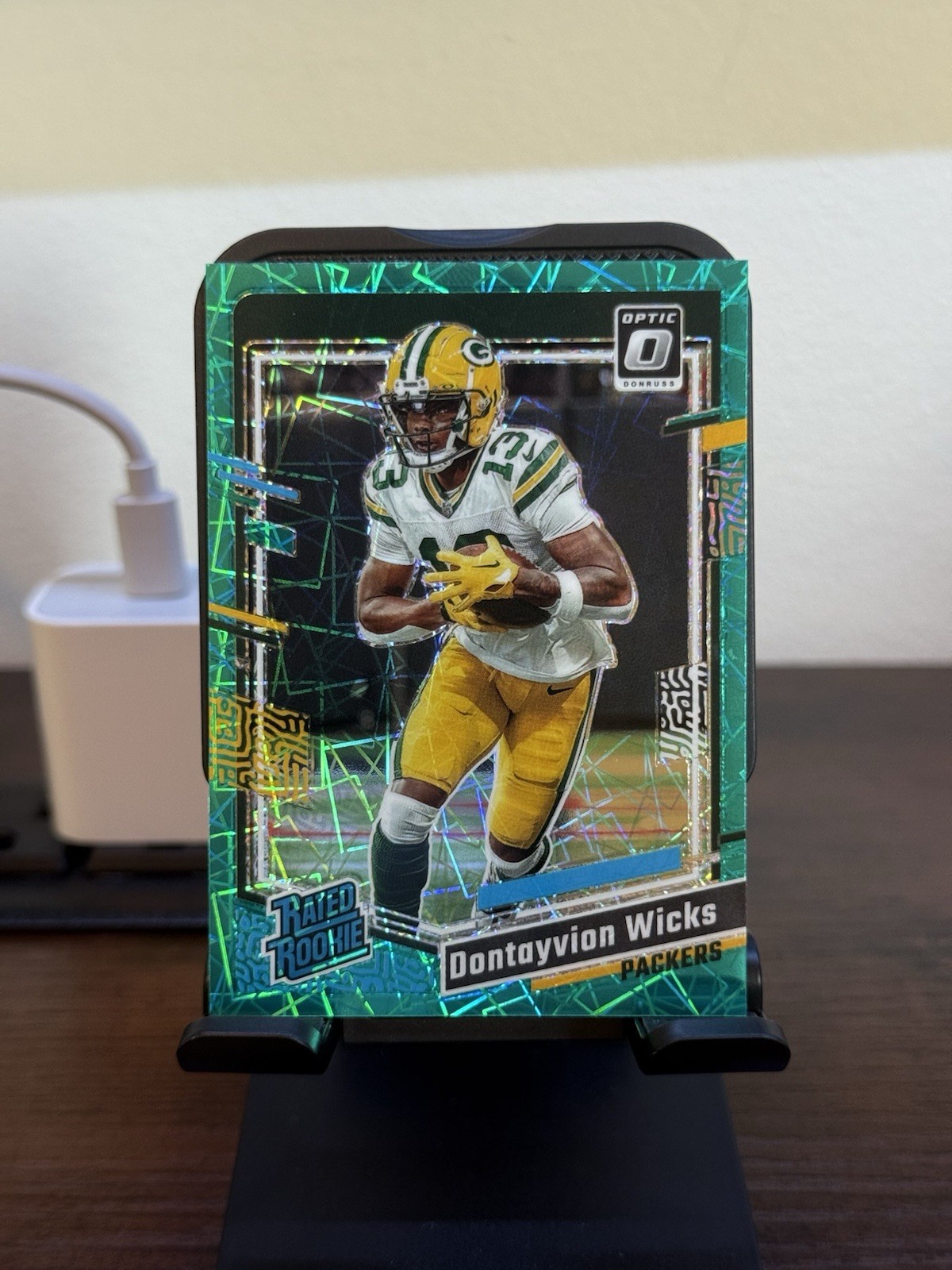 2023 Donruss Optic Dontayvion Wicks Teal Velocity Prizm RC Rated Rookie #249