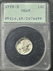 New Listing1938 S Mercury Dime PCGS MS65 OGH Old Green Holder Tougher Date In A Rattler
