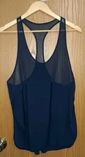 Lululemon Tank Top Womens Size Medium Navy Blue Mesh Top Light Weight Slit Sides