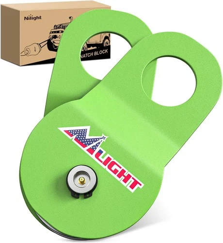 Nilight 8 Ton Winch Snatch Block Towing Pulley Blocks 17,000 LBS Capacity Green