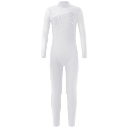 UK Kid Girls Shiny Gymnastics Leotard Long Sleeve Jumpsuit Ice Skating Dancewear - Picture 30 of 60