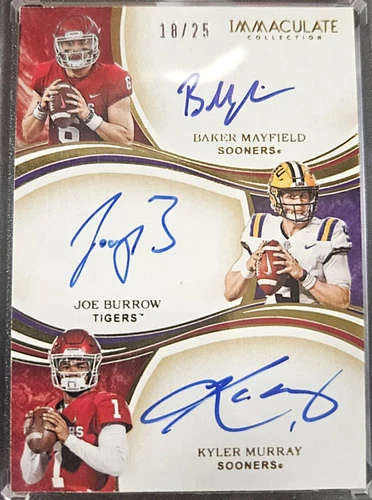 2020 IMMACULATE COLLECTION #9 JOE BURROW/BAKER MAYFIELD/KYLER MURRAY AUTO 18/25!