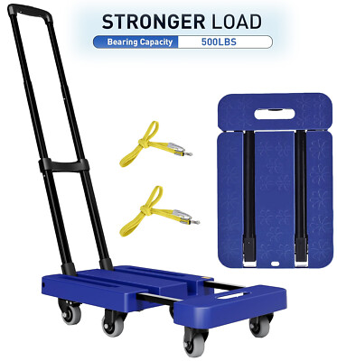 500 LBS US Luggage Cart Trolley Moving Adjustable Folding Hand Truck Dolly Cart