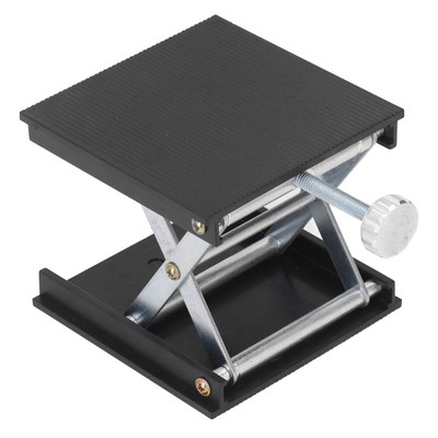 Height Adjustable Laboratory Lifting Platform 90x90mm Manual Lift Tool Black