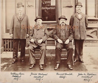 SUPER  RARE  Orig Albumen Photo IDd  1890 Rochester NY  Fire Department CHIEFS