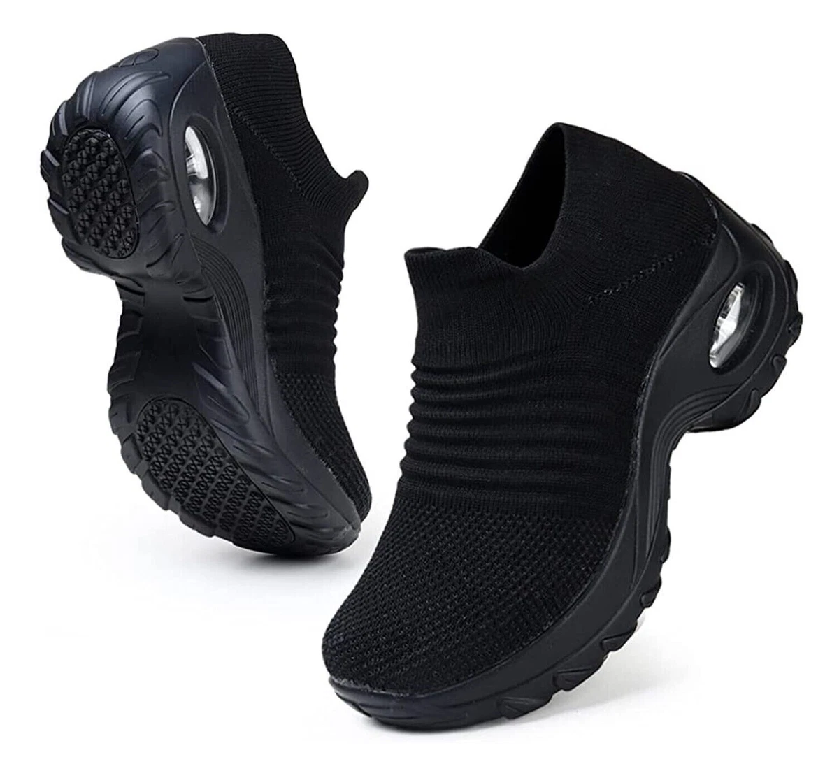 Comfortable black trainers for work clearance