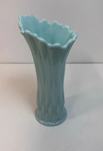 Vintage Blue Milk Glass Swung Vase by Fostoria 1957-1959 Frisco Pattern 10”