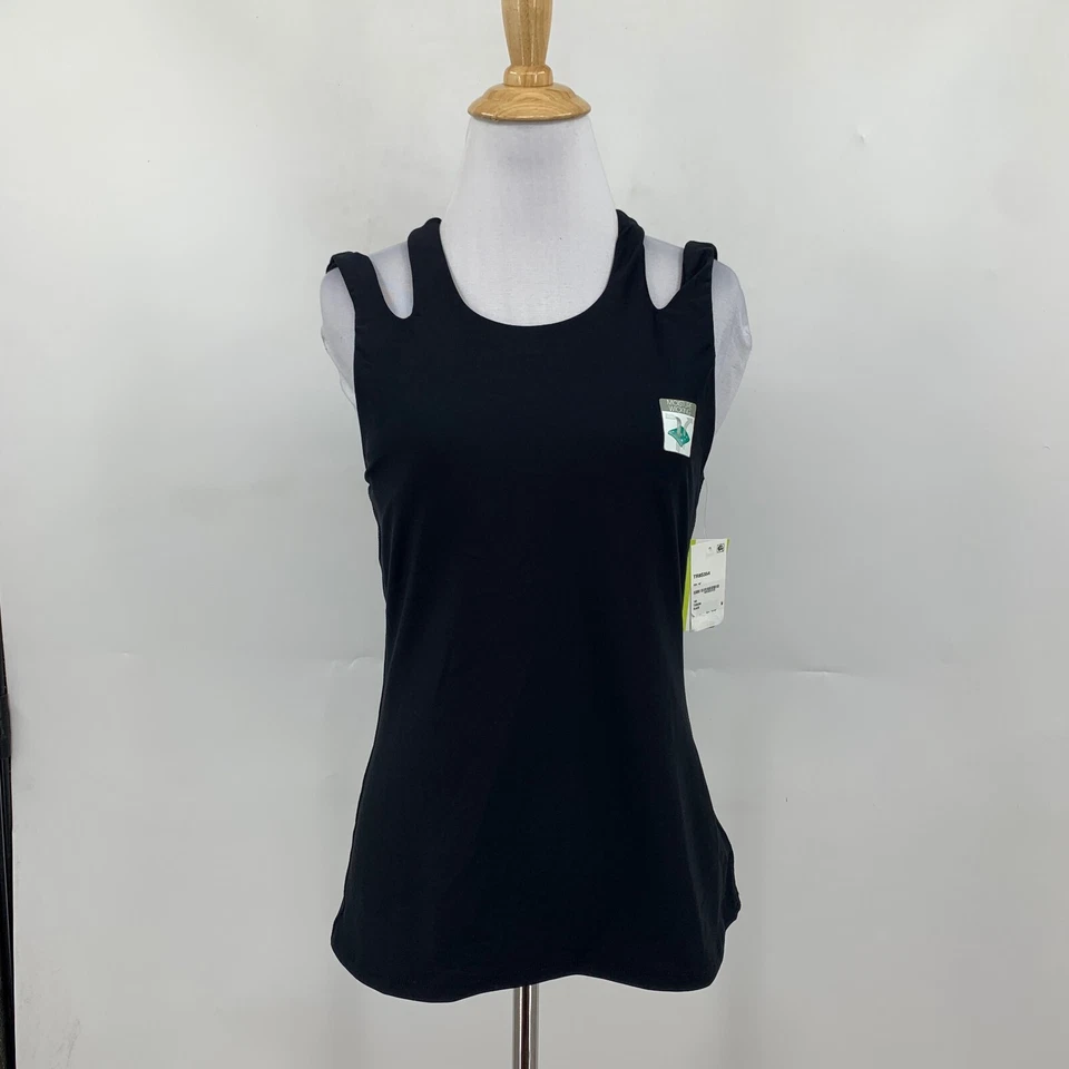 Camiseta sin mangas Trina Turk para mujer M mediana negra malla recreativa recorte espalda acolchada Foto 2 de 4
