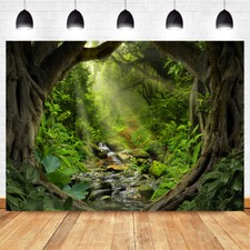 Tropical Jungle Forest Backdrop Nature Rainforest Green Trees Photo Background