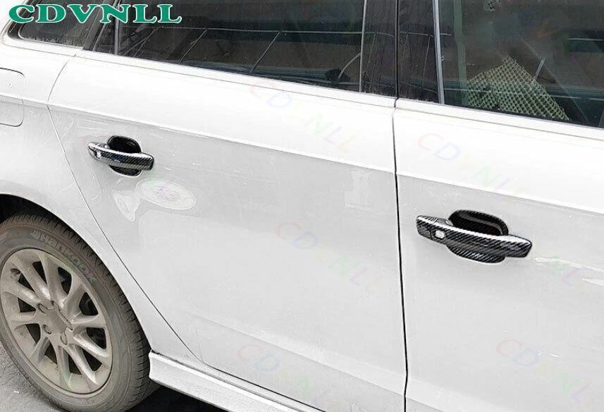 Guarnição da tampa da maçaneta da porta externa de fibra de carbono para Audi A3 S3 RS3 2015-18-2020 - Imagem 3 de 4