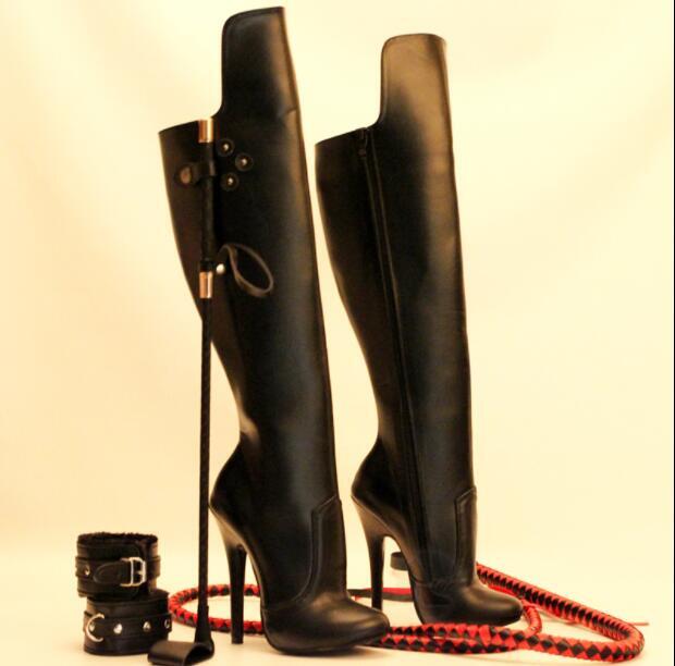 Women Round Toe Zipper Retro Black Knee Boots Stilettos High Heels Club Shoes