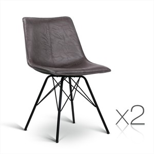 2xretro Artiss Eames Dining Chair Vintage Dsw Cafe Slope Pu