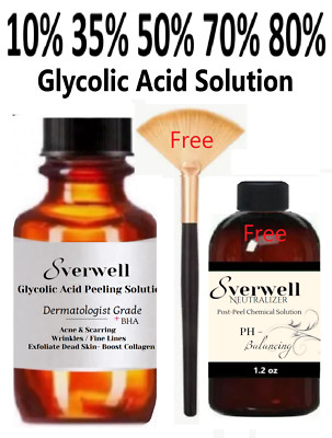 Glycolic Acid Skin Peeling Kit 10-80% Solution, Stretch Marks, Dull-Lighten Skin