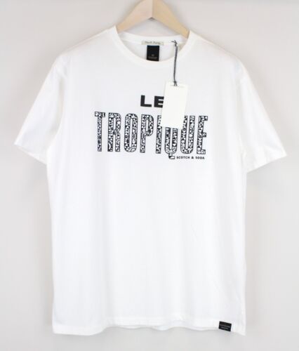 Couture SCOTCH & SODA Ams ~XL homme T-shirt à manches courtes coton blanc cassé logo - Photo 1/10