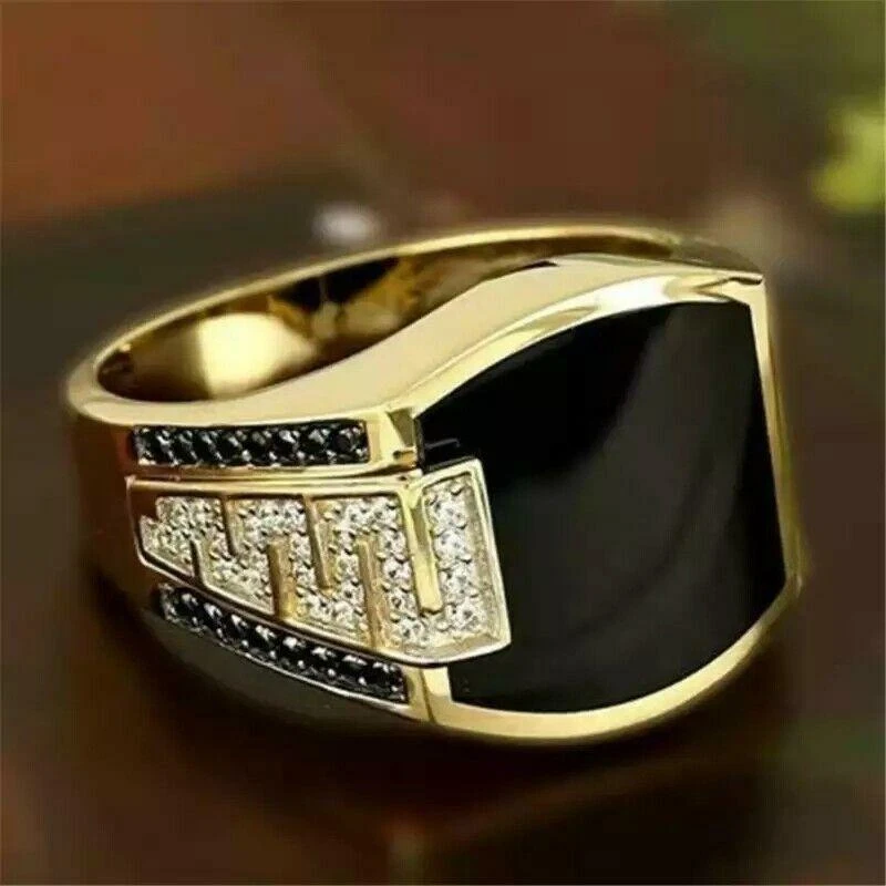 Mojado viudo Rebaño Anillos Sortija Anillo De Hombre Chapado En Oro 14k Regalos Para Hombres  Novio | eBay