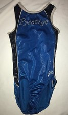 Girl s GK EliteGymnastic Leotard Child L Prestige Chrystals Blue,Black Silver
