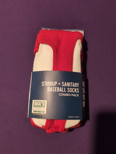Pack étrier + Chaussettes Baseball Dicks, Rouge Blanc, Taille Medium, Unisexe
