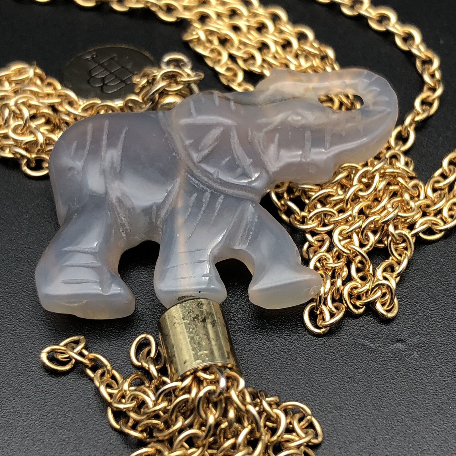 Signed Bourbon And Boweties Flapper Necklace Gold… - image 2