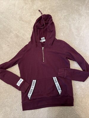 Victoria's Secret Pink Sweatshirt Hoodie 1/4 Zip Burgandy XS