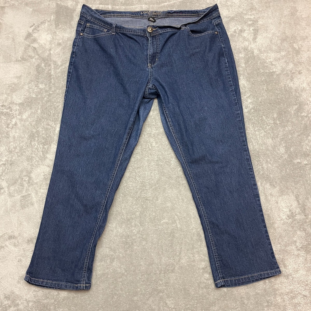 Ashely Stewart Women's Plus Size 22P Petite Skinny Jeans Blue Cotton