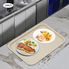 Eating Food Serving Tray for Cafeteria Restaurants 13.39" x 9.45", Khaki
