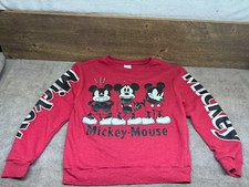 Vintage Mickey Mouse Sweatshirt Child Small Red Fleece Spellout Logo Disney