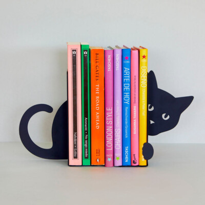 Dekorative Buchstütze Katze ''Hidden cat'' 2 Teile | aus Metall | bookend | Balvi