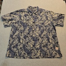 Camisa Polo Deportiva Ralph Lauren Para Hombres XL Azul Ancla Náutica Estampado Onda Algodón