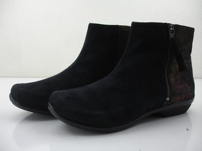 Dansko Women's 9.5 10 40 Otis Black Suede Copper Metallic Zip Bootie Ankle Boots