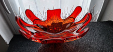 Große schwere Kunstglas-Schale Rubinrot 30 c...