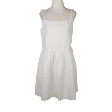 Gap white cotton tonal stripe mini dress 6