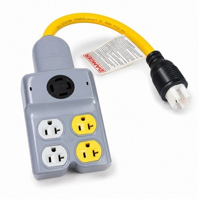 NEMA L14-30P to 4 Port 5-15R 5-20R L14-30R 5 Outlet 120/240V 30 Amp 4 Prong... 