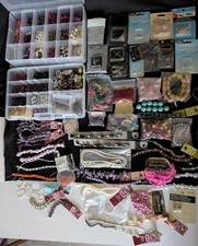 HUGE Lot Of Assorted Jewelry Making Supplies Glass Beads, Precious Stones, More 