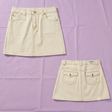 NWOT Old Navy Girl 12 Mini Jean Skirt 100 Denim Cotton 4-Pocket Cream Durable