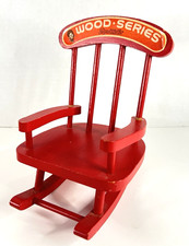 Monchhichi Monkey Red Wooden Rocking Chair Wood Series Vintage 1980 Mattel 6.5"