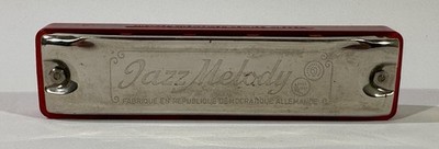 Vintage 1970er Jazz Melody Mundharmonika Rote Akzente Retro Musikinstrument