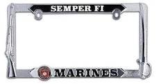 U.S. Marine Corps / Semper Fi - USMC All Metal License Plate Frame
