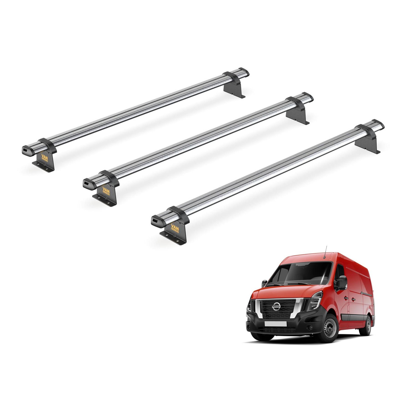 Nissan Interstar Roof Rack for 2022+ [H1/H2 Roof] 3x Roof Bars - Van Guard Trade