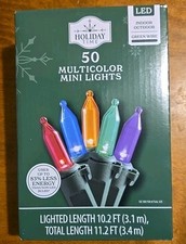 50 MULTI-COLOR LED Christmas Holiday Party MINI LIGHTS WITH GREEN WIRE 12 FT
