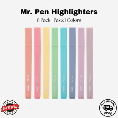 Mr. Pen- Aesthetic Cute Pastel Highlighters Set, 8 Pcs, Chisel Tip, Candy Colors