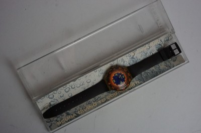 Vintage Swatch Scuba SDK 106 Red Island (Schwarzes Armband) Uhr inkl. Box