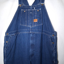 Walls Workwear Overalls Men 52x31 Blue Jean Denim Carpenter Work Bibs Dark Wash