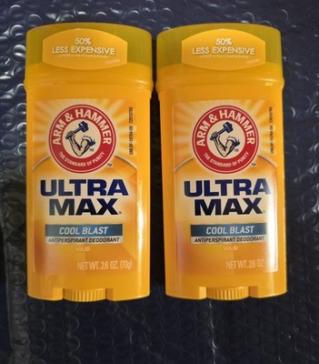 Arm and Hammer Deoderant Ultramax Solid Cool Blast. 2.6ozs.  Pack of 2.
